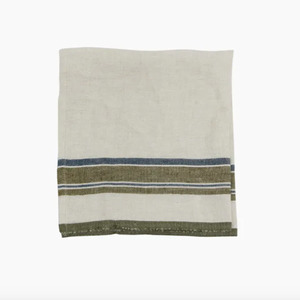 Candles: Green Selvedge Stripe Linen Napkin