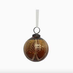 Candles: Etched Glass Bauble GOLD LUSTRE 80mm
