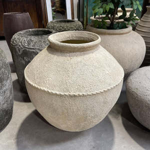 Ceramics: 25425 XL Antique Finish Pot w Ridge 650 x 650 x 700  (INDOOR USE ONLY)