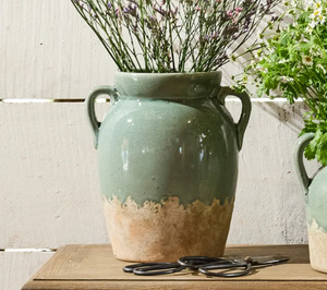 Pale Blue Pot with handles TALL