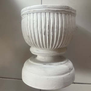 Candles 1: Wooden Candlestick - SHORT WHITE  150mm H