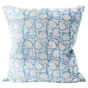 Marbella Azure (Hand Block Printed) Cushion Cover ONLY 55x55