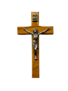 Religious: Pewter & Olive Wood Crucifix