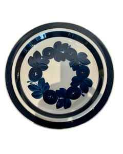 Blue floral round platter by Arabia Finland