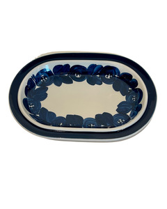 Blue floral oval platter by Arabia Finland