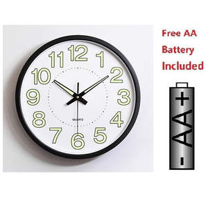 Gifts 1: 12’’ WALL CLOCK Black - Glow In The Dark - NO NOISE