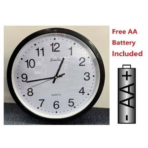 14’’ WALL CLOCK ROUND - NO Tick Tock - Black
