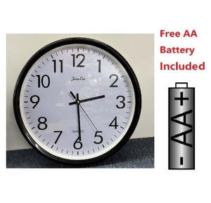 14’’ WALL CLOCK ROUND - NO Tick Tock - BLACK