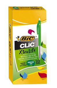 Bic Retracable Ballpoint Pen Green Medium 10/pack