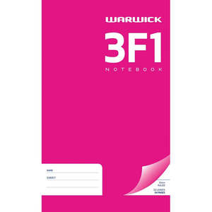 Exercise Books: Warwick Notebook 3F1 32 Leaf Ruled 12mm 165x100mm