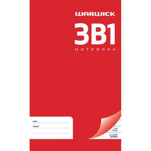 Exercise Books: Warwick Notebook 3B1 32 Leaf Ruled 7mm 165x100mm