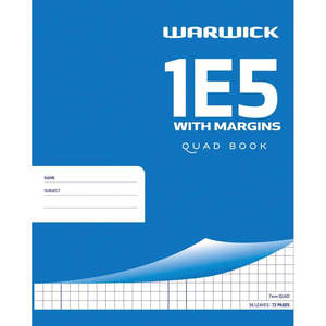 Exercise Books: Warwick Exercise Book 1E5 36 Leaf With Margin Quad 7mm 255x205mm
