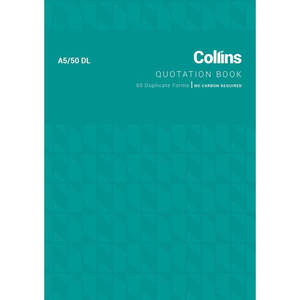 Account Books: Collins Quotation A5/50DL Duplicate No Carbon Required