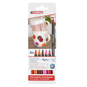 Art Writing Instruments: Edding: Porcelain Brush Pen Set (6) - Warm