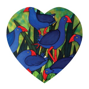 Travel Accessories Souvenirs: Jo May 3D Textured Ceramic Heart Wall Hanging - Pukeko