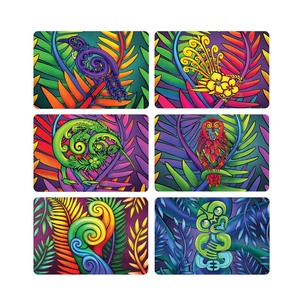 Sophie Blokker Bright Art Square Coasters - set of 6 with MDF Cork Backing