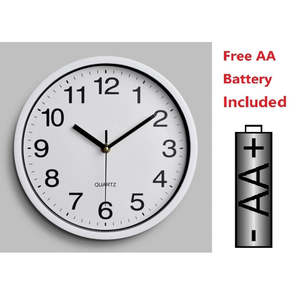 10’’ WALL CLOCK ROUND - NO Tick Tock - White