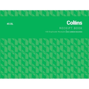 Account Books: Collins Cash Receipt 45DL Duplicate No Carbon Required