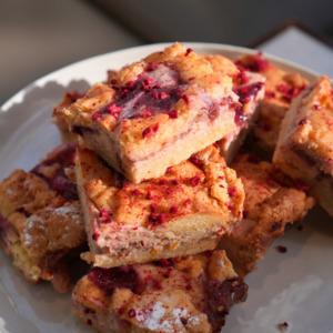 The Daily Menu: Rhubarb and Raspberry Slice