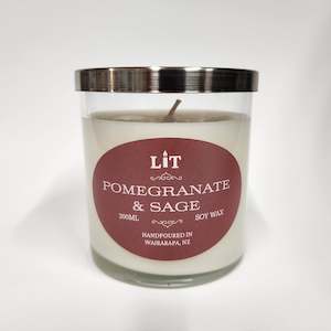 Lit Candles: Pomegranate & Sage Soy Wax Candle