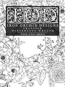 Iod Transfers: WINTER'S SONG WREATH IOD PAINTABLE TRANSFER PAD - FOUR 12X16" SHEETS