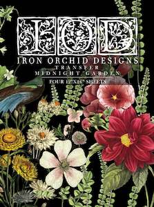 Iod Transfers: MIDNIGHT GARDEN IOD TRANSFER PAD - FOUR 12X16" SHEETS