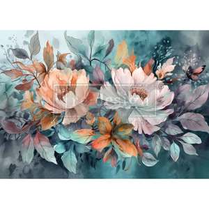 Re Design With Prima Fiber: FLORAL DREAM - A1 decoupage fiber, 1 sheet, A1 size 23.4”x 33.1”