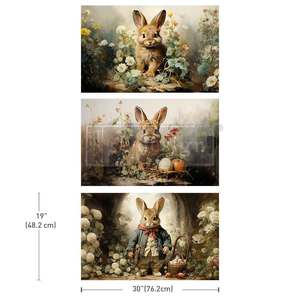 DREAMY BUNNIES decoupage tissue. 3 sheets, 19.5" x 30" each