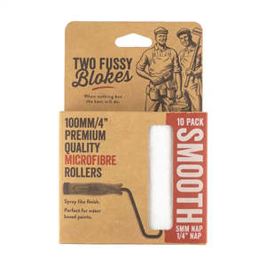 Two Fussy Blokes, Microfibre Smooth Mini Paint Rollers - 5mm nap, 100mm length - 10 Pack