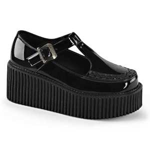 Platforms 1: Creeper-214 Platform Shoes - Shiny Black