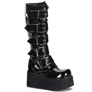 Mens Footwear 1: Trashville-518 Platform Boots - Glossy Black