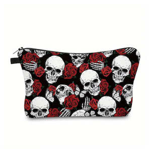 6 66: Skull and Rose Cosmetic Bag