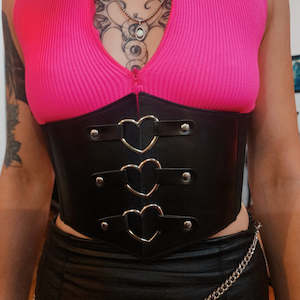 Lucky 13: Silver Heart Corset Belt