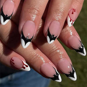 Everything Bats: Gothic Bat Almond Press on Nails