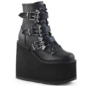 Platforms 1: Swing-103 Heeled Platforms - Black Vegan Leather