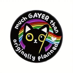 6 66: Rainbow Black Cat Enamel Pin