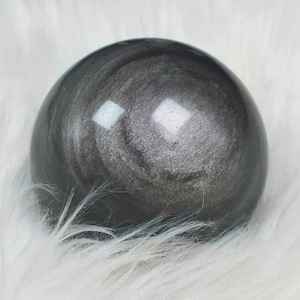 Natural Silvery Obsidian Crystal Ball