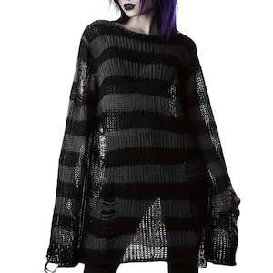 ☠️ "Deadbeat Stripes" Distressed Knit Sweater ☠️