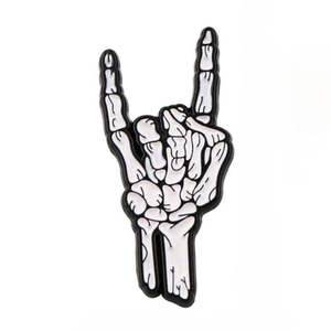 Skeletal Metal Hand Enamel Pin