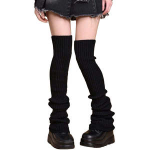 Black Long Ribbed Leg Warmers