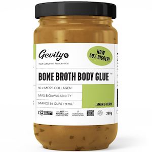 Health Supplements: Gevity Bone Broth Body Glue - Lemon & herb 390g