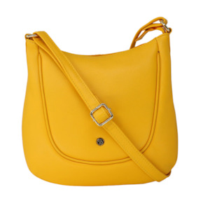 Bags: Leather Cross Body Medium - Yellow