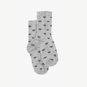 Accessories: Bows Sock - Grey & Black