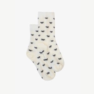 Bows Sock - Ivory & Black