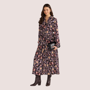 Regal Long Sleeve Midi Dress - Chintz