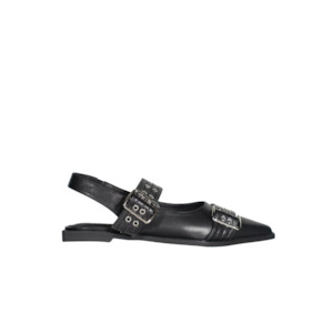 Flats: Mor - Black Nappa