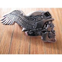 Products: SKULL, WINGS & GERMAN HELMET BIKER METAL BADGE