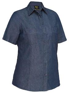 Work Shirts: Bisley Womens Short Sleeve Denim Work Shirt(BL1602)