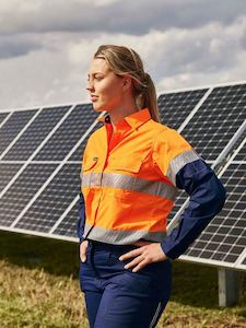 Hi Vis Shirts: Bisley Women's X Airflow™ Hi Vis Taped Stretch Ripstop Shirt (BL6491T)