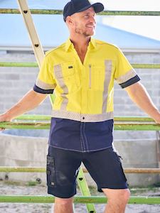 Gents Shorts: Bisley Flx And Move™ Stretch Denim Zip Cargo Shorts (BSHC1335)